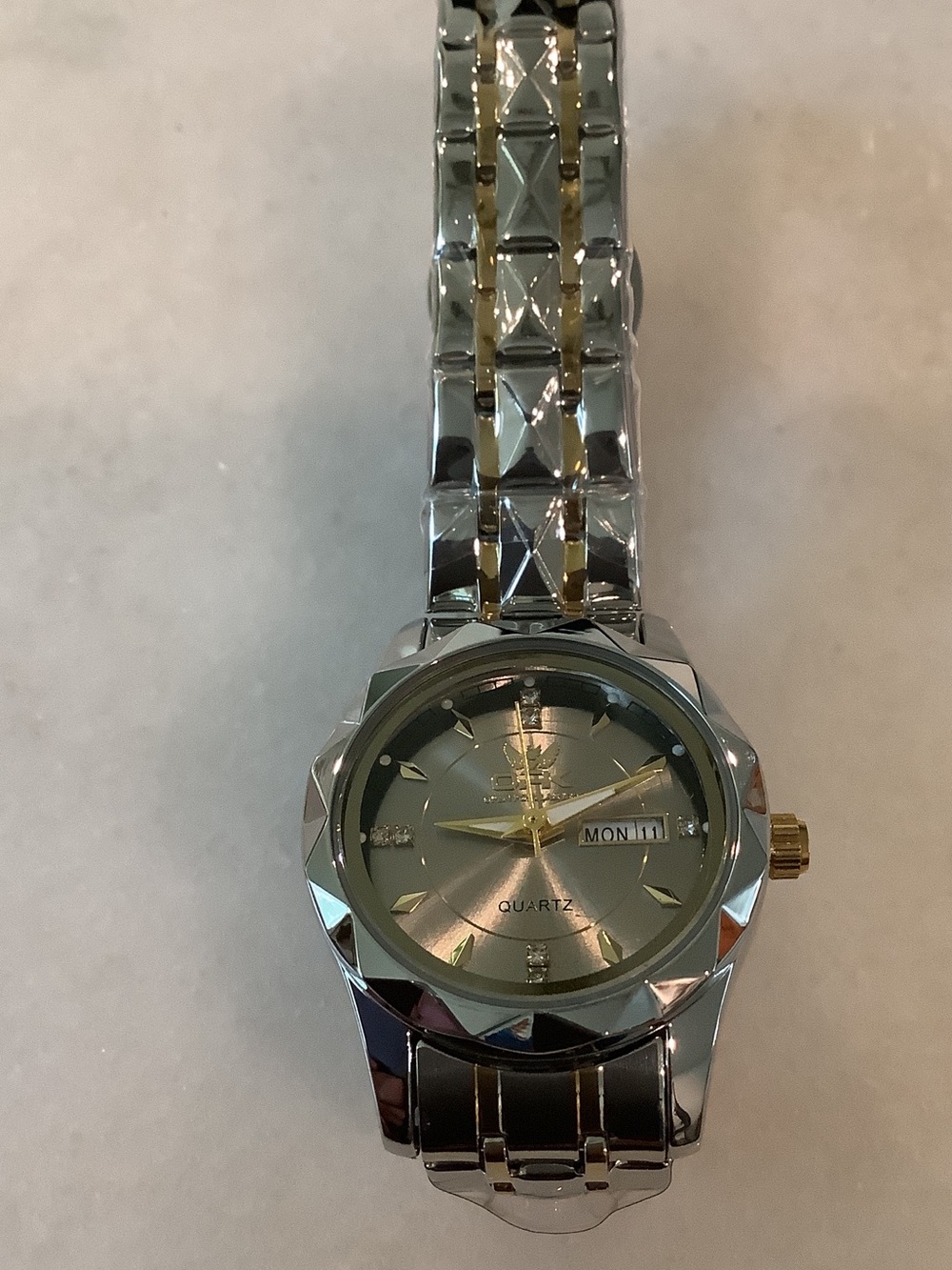 OPK Silver and Gold Two-Tone Women's Quartz Watch - Day/Date, Brand New